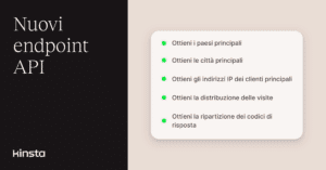 Ottieni maggiori informazioni sul traffico e sulle interazioni con l’API di Kinsta