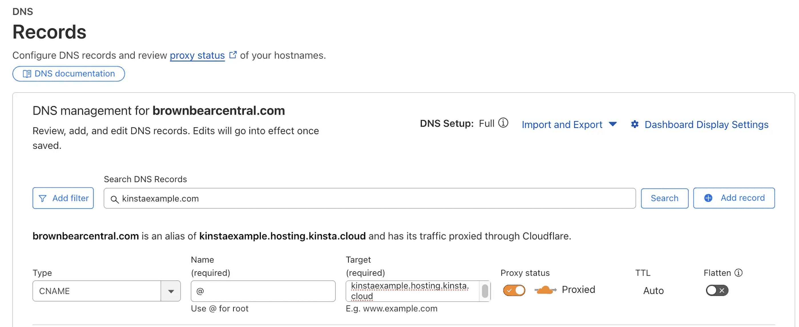 CloudflareでルートドメインにCNAMEを追加