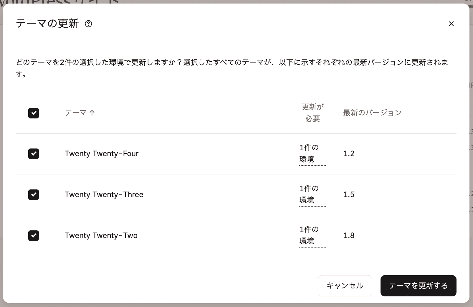 更新したいテーマを選択