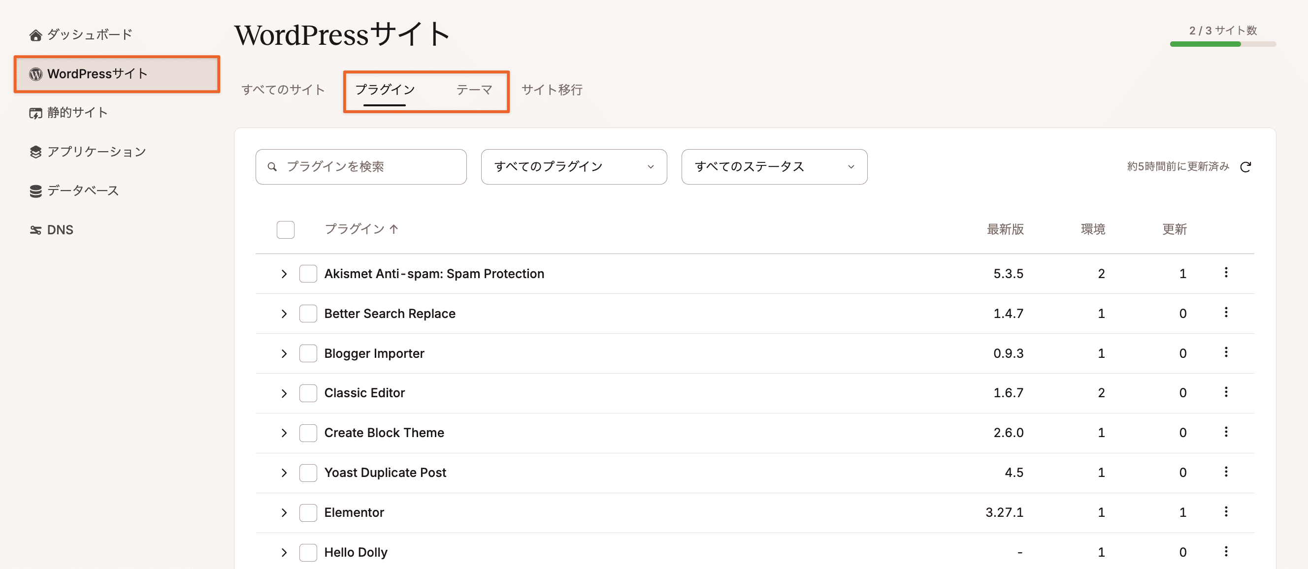 すべてのWordPressサイトのプラグインとテーマを管理