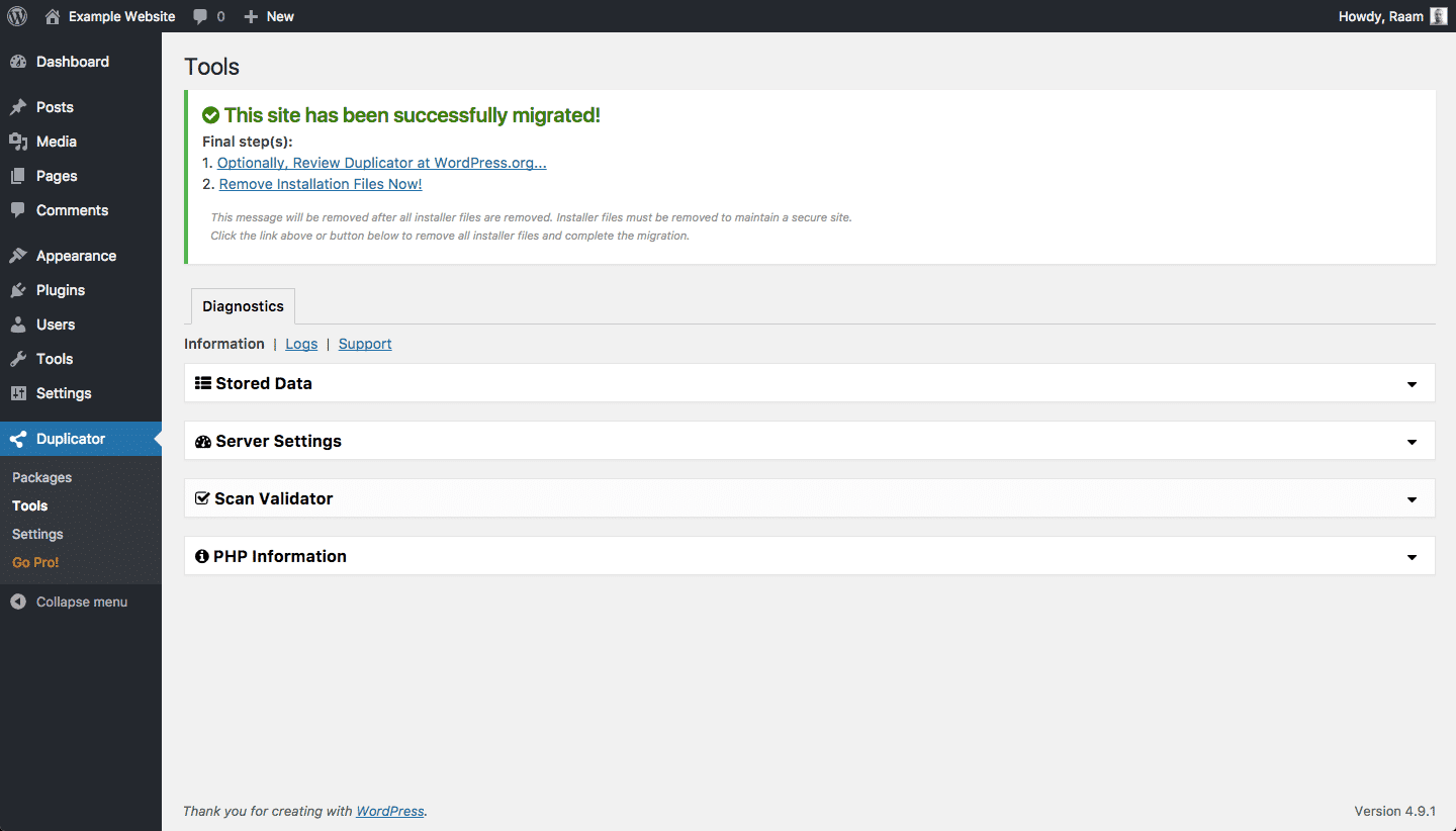 Succesvol gemigreerd met WordPress Duplicator