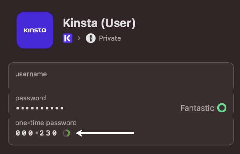 Una password usa e getta in 1Password.