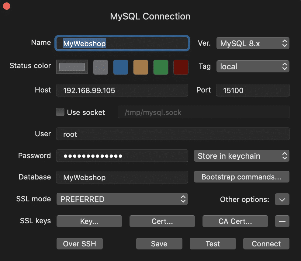 TablePlus Setup details