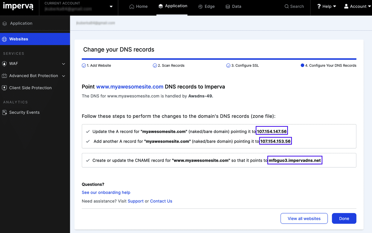 Update your DNS records.