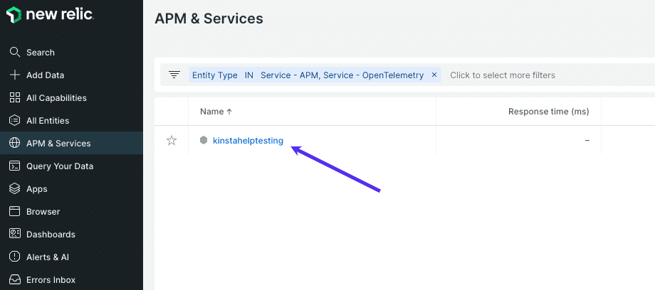 Ver APM y Servicios en New Relic.