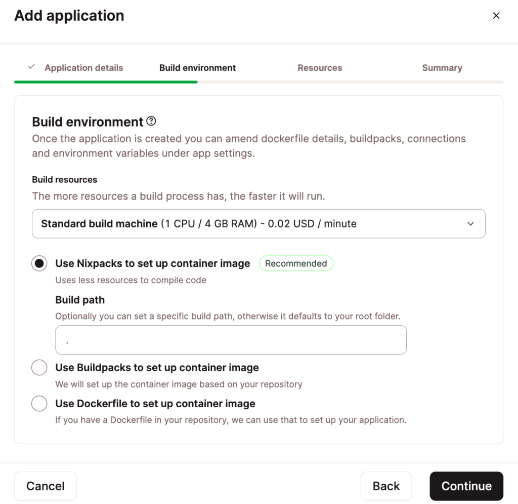 Configurare l'ambiente di build dell'applicazione.