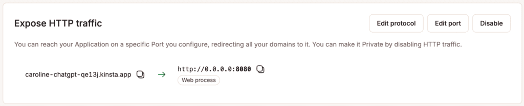 The domain, hostname, and port of the application.