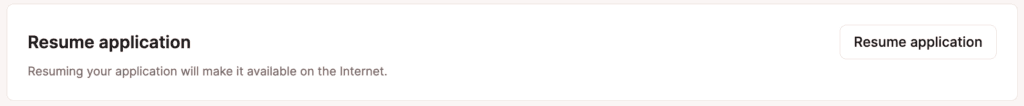 Resume an application in MyKinsta.