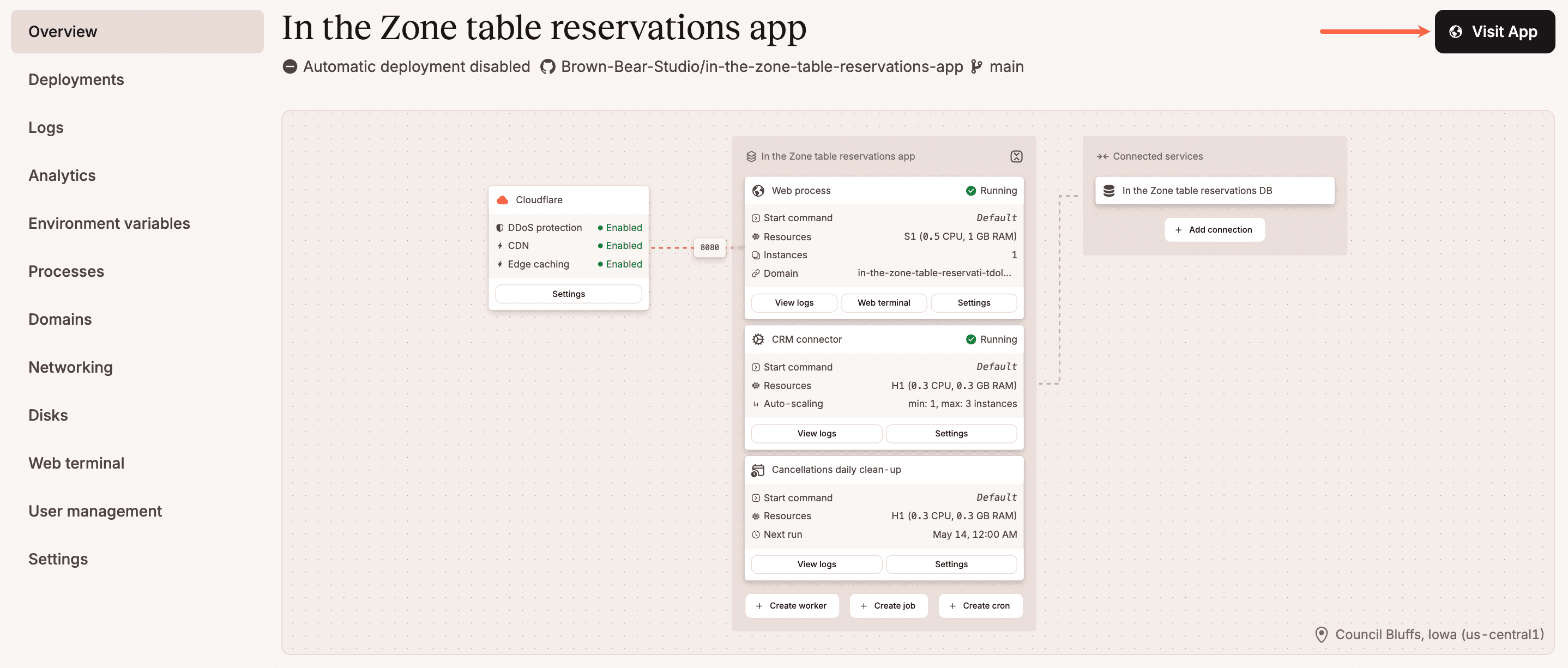 Open your application from the Overview page with the Visit App button.