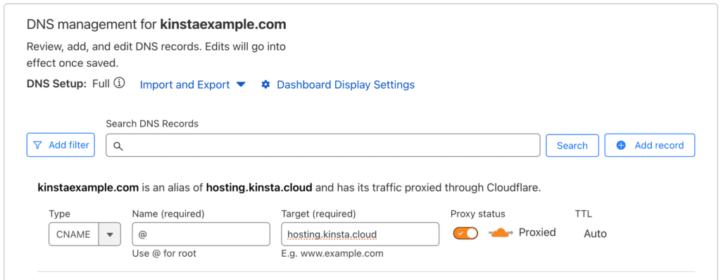 Add a new CNAME record to your domain in Cloudflare.