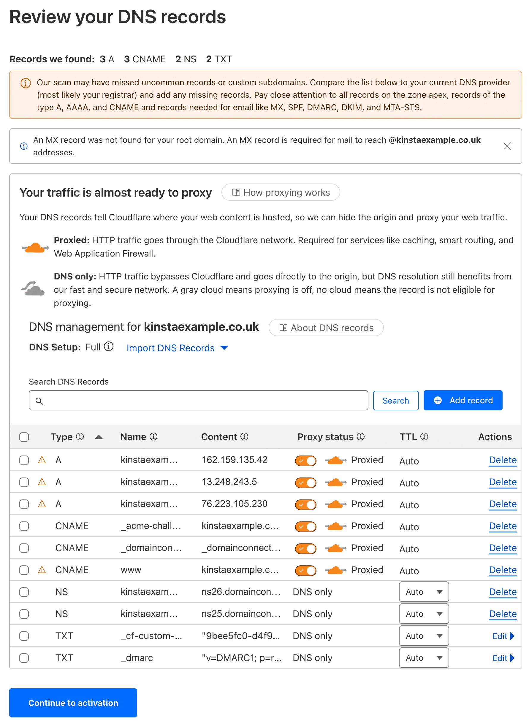 Review your DNS records.