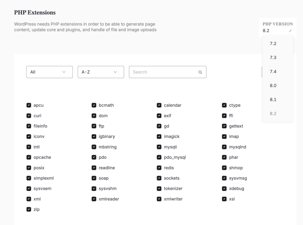 Cambie la versión PHP de su sitio en DevKinsta.