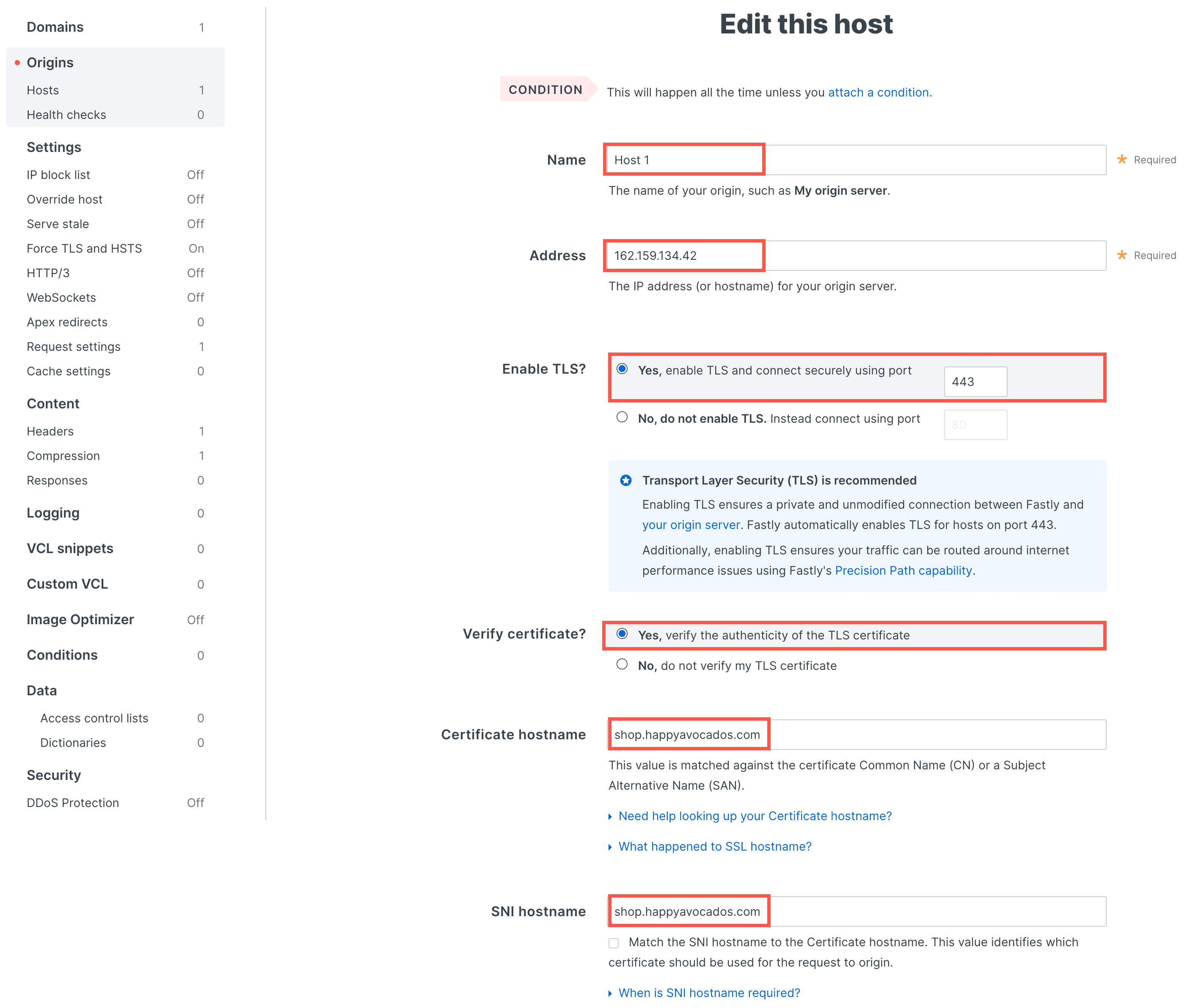 Configure your hostname on Fastly.