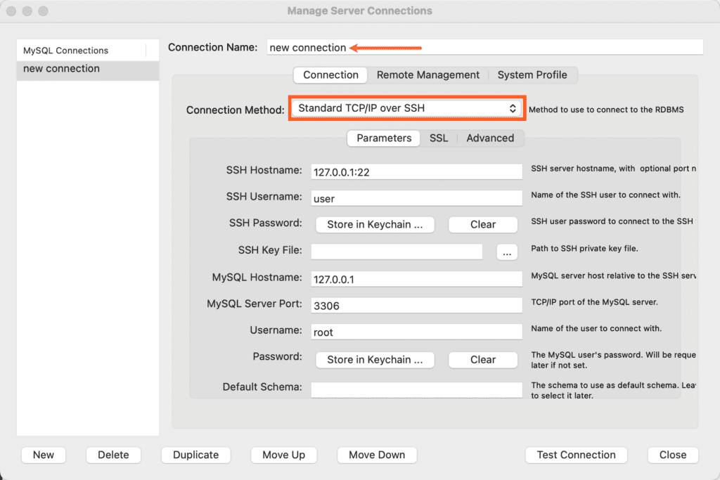 Connexion MySQL Workbench.