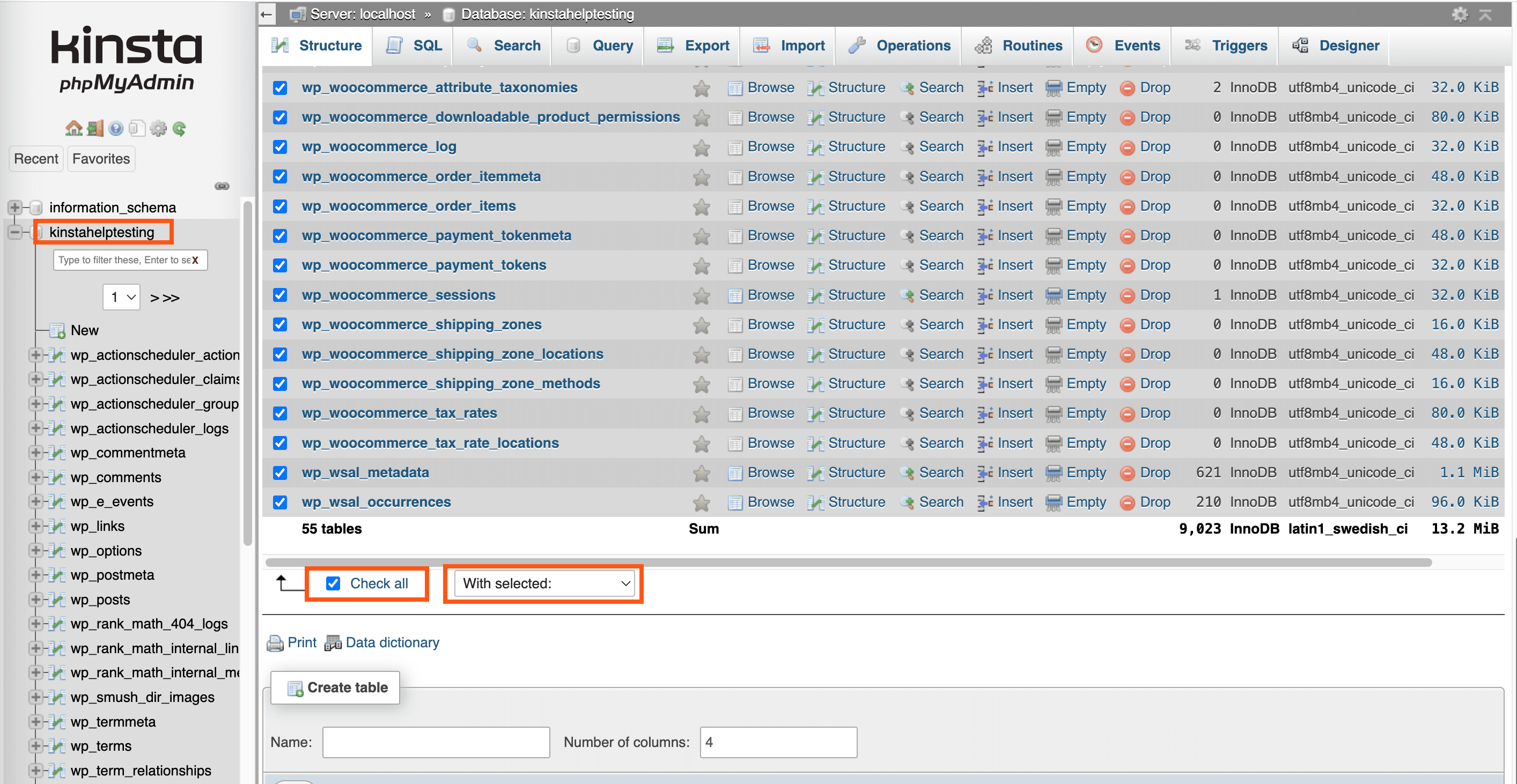 Drop tables in phpMyAdmin.