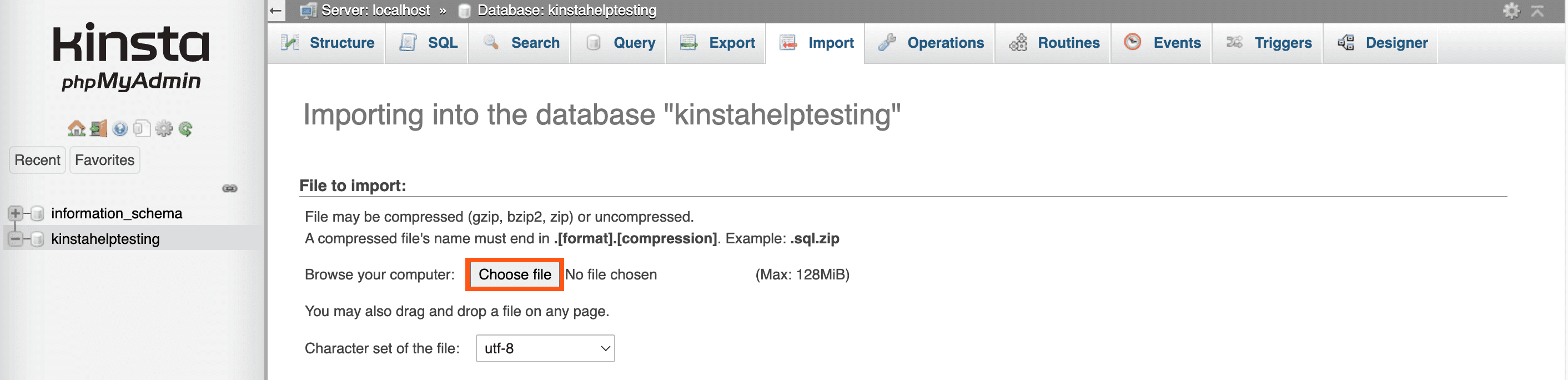 Select your .sql file to import in phpMyAdmin.