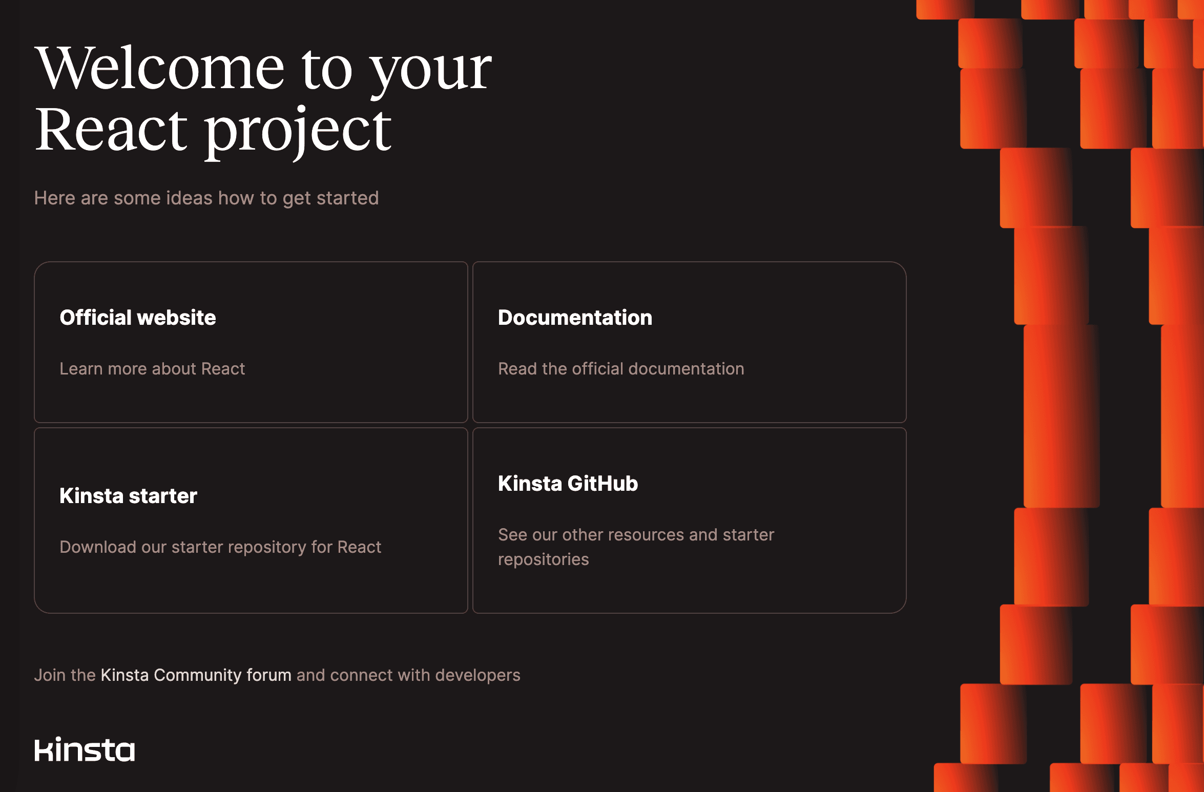 Quick Start Templates React Kinsta Docs