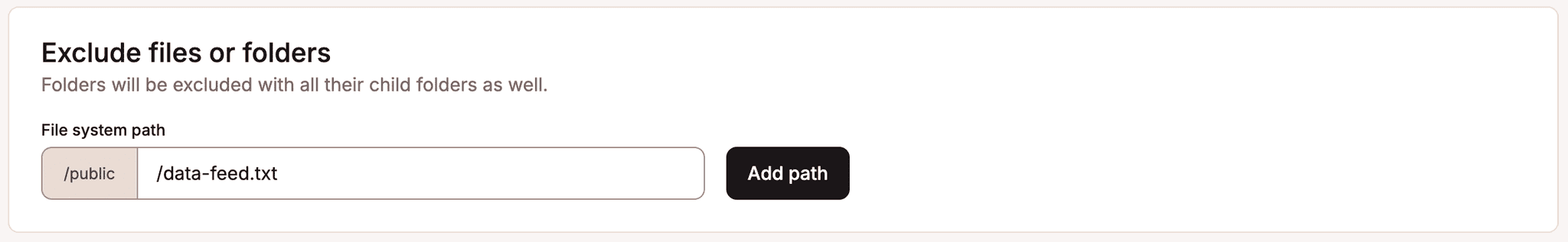 Aggiungere /data-feed.txt a Escludi i file o cartelle nelle impostazioni del CDN.