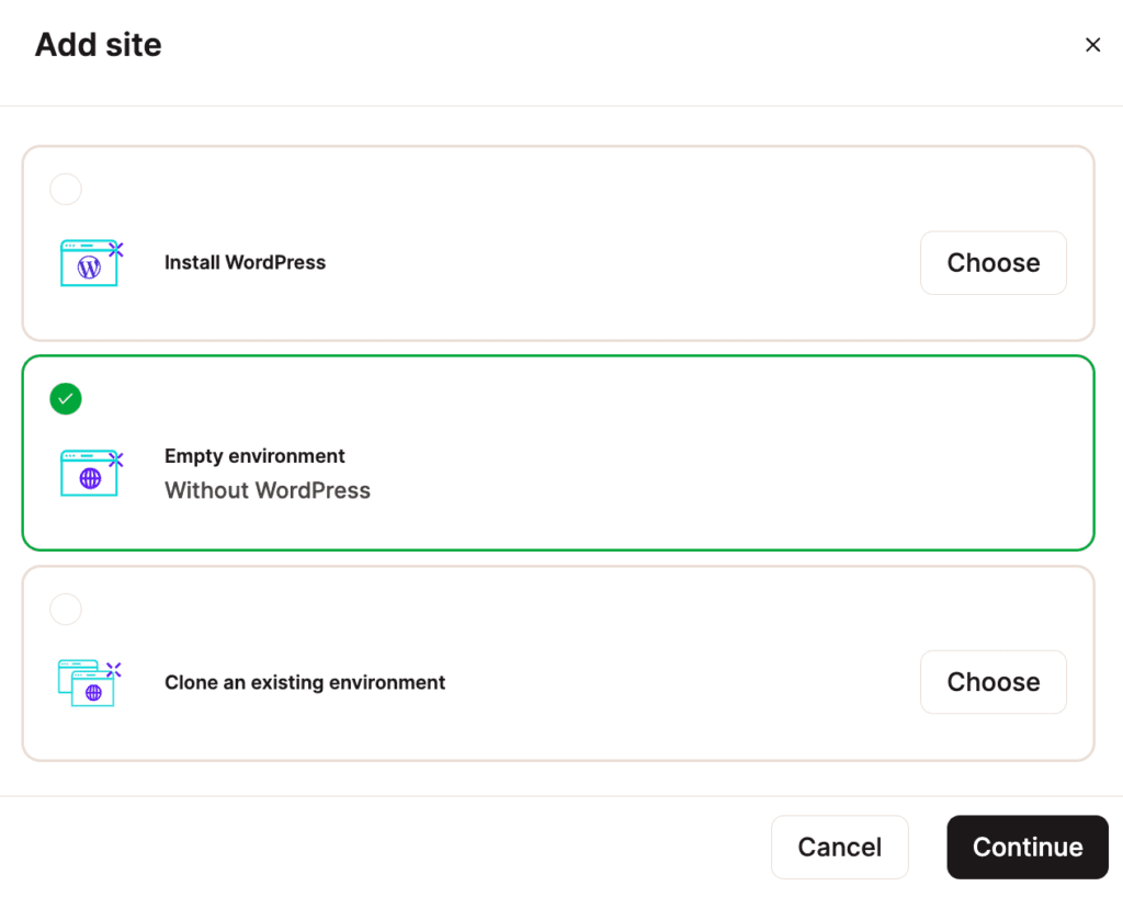 WordPressなしで新規サイトを追加（空の環境）