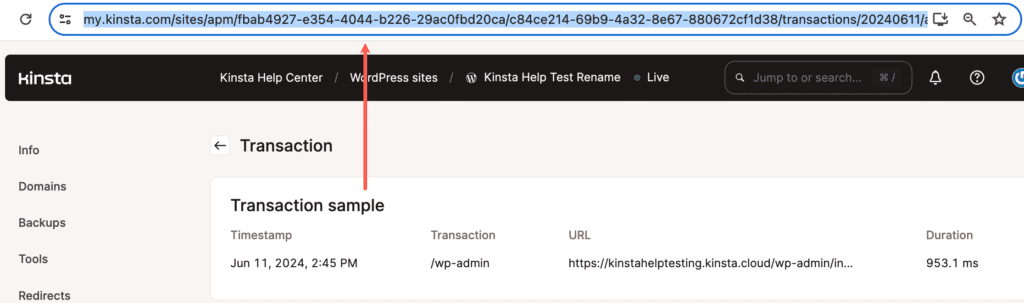 Transaction sample permalink.