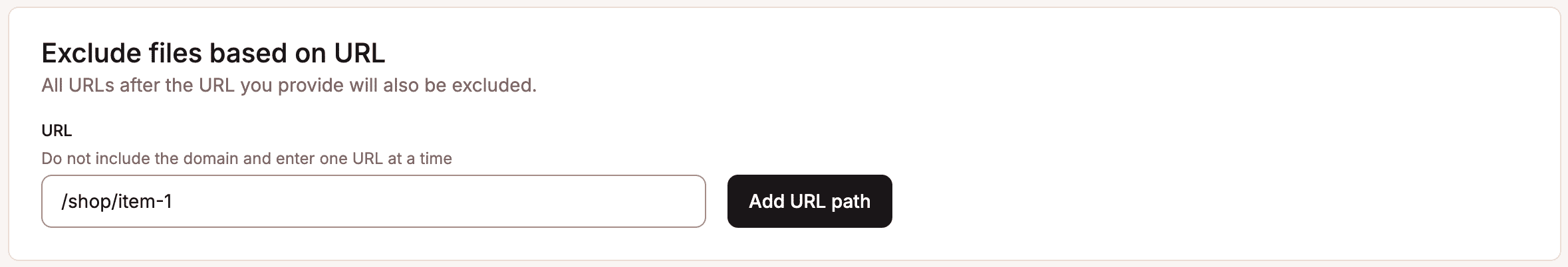Add /shop/item-1 to Exclude files based on URL in CDN settings.