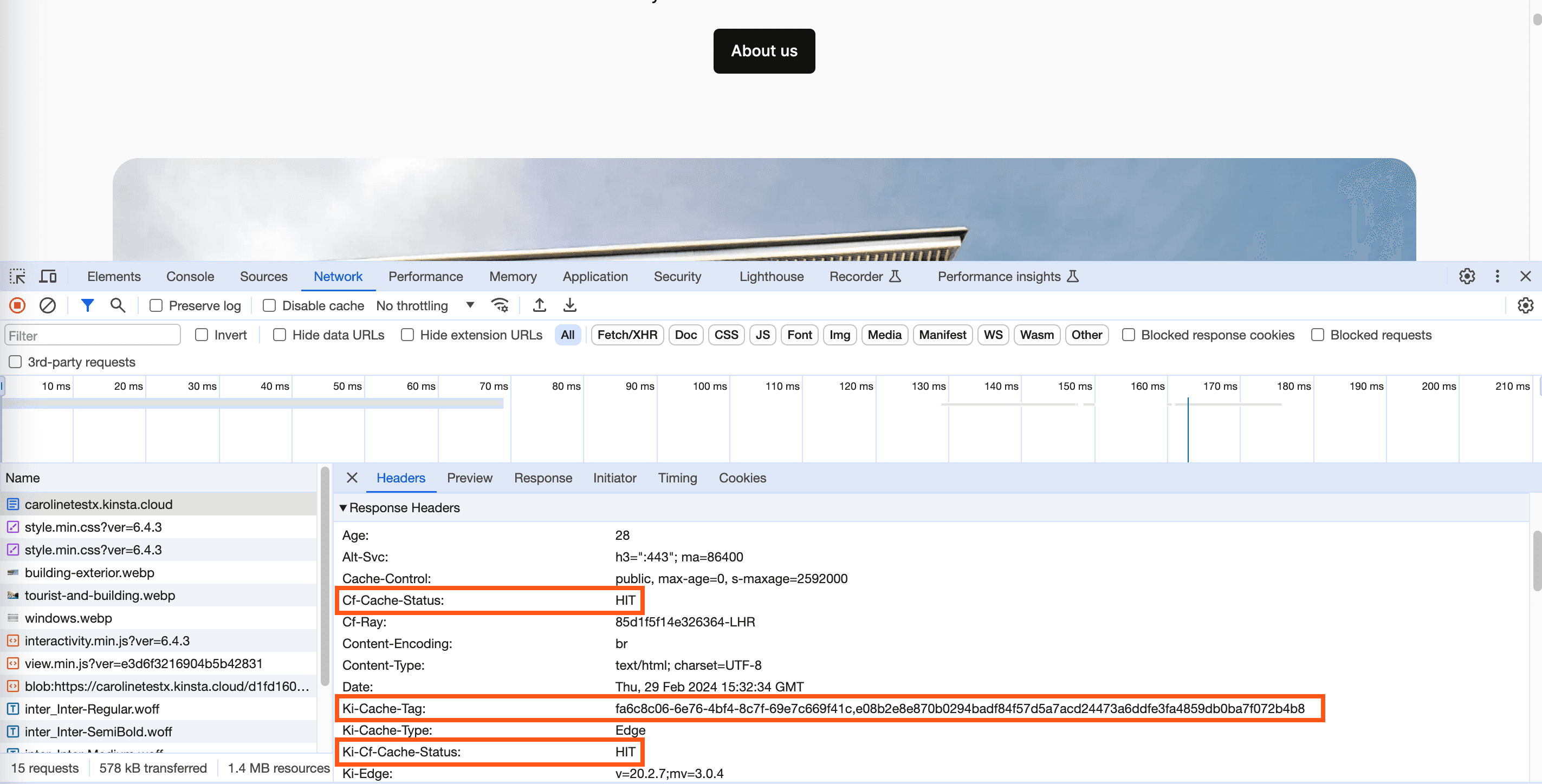 HTTP-Kopfzeilen in der Registerkarte Netzwerk der Chrome-Entwicklertools