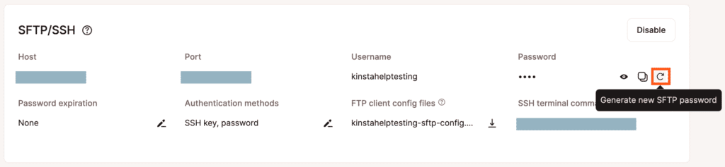 Generate a new SFTP/SSH password for your WordPress site.