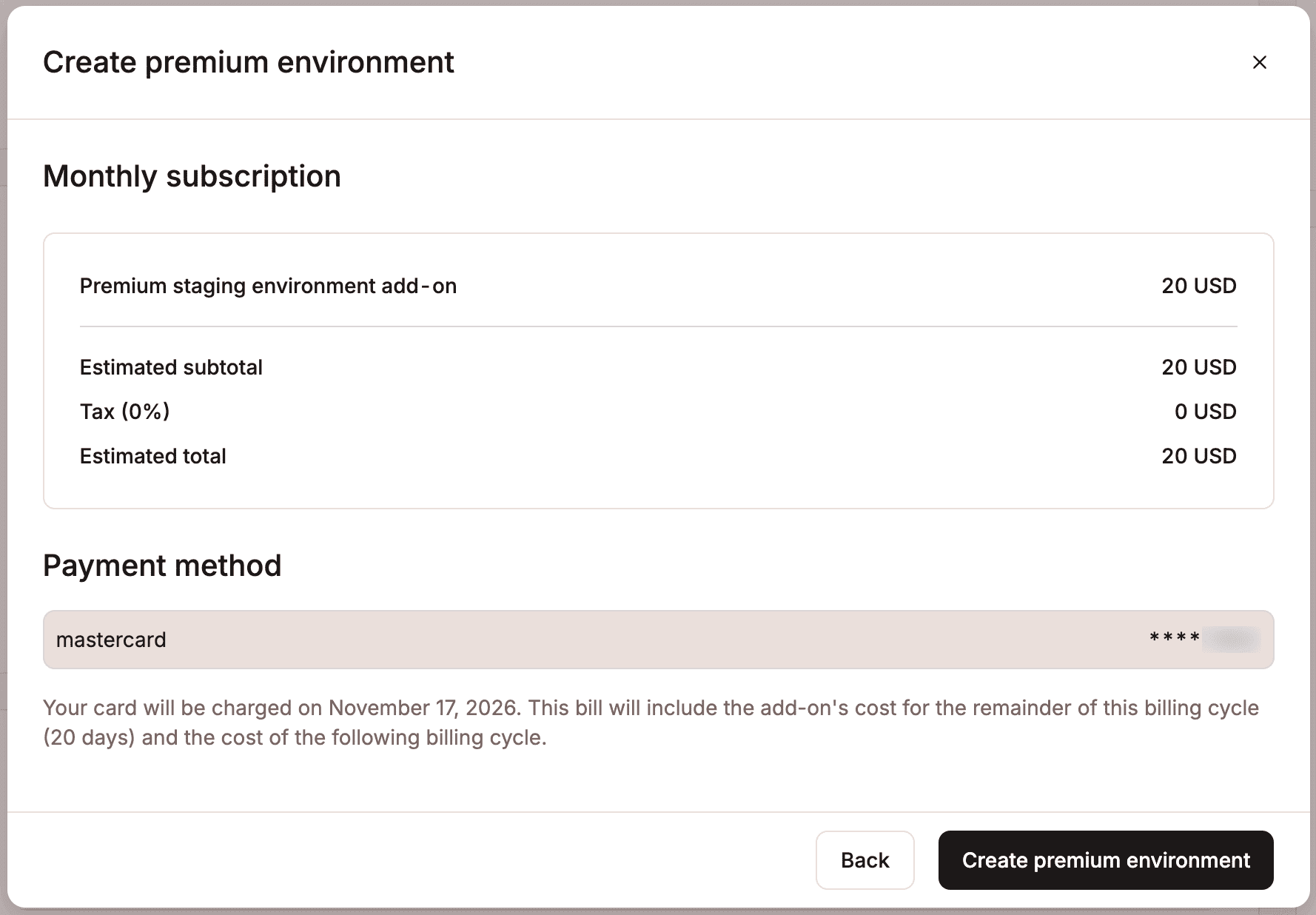 Add the subscription for your Premium environment.