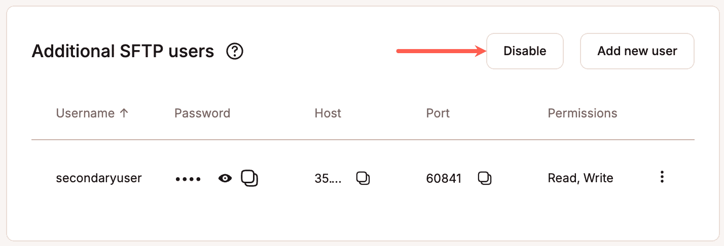 Disable additional SFTP users.