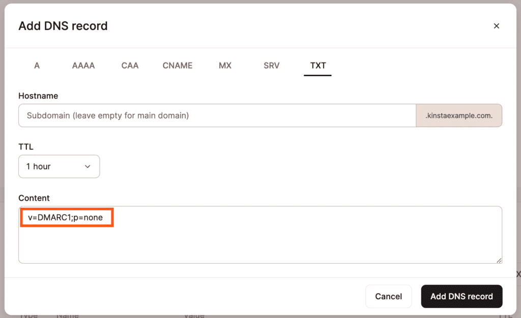 Add DMARC TXT record for MailChannels.