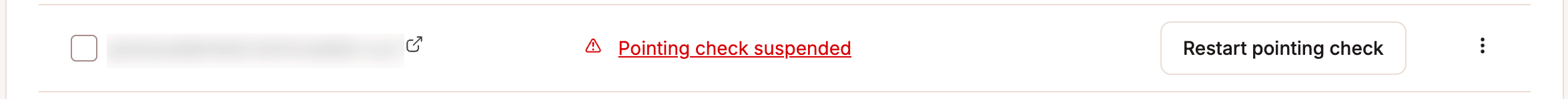 Verifica del puntamento sospeso sul tuo dominio.