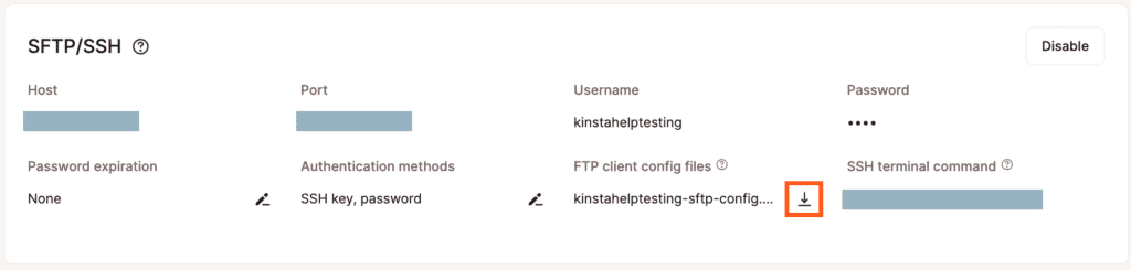 Download a zip file of your FTP settings.