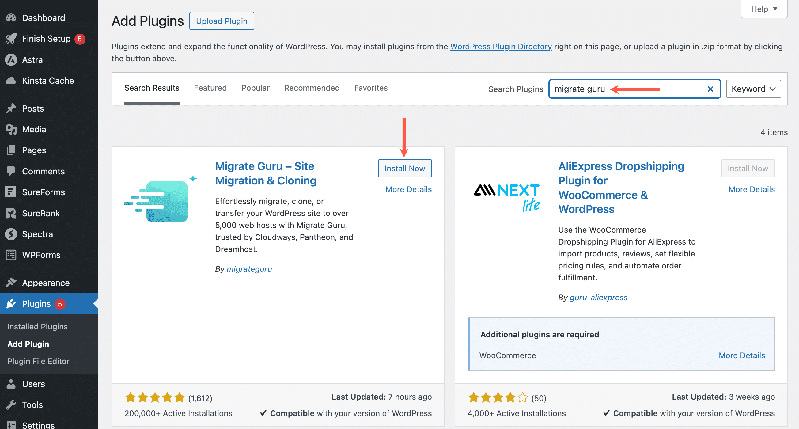 Install Migrate Guru from the WordPress repository.