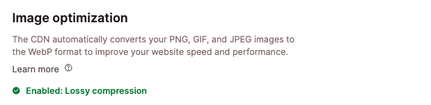L'optimisation des images avec pertes est activée dans MyKinsta.