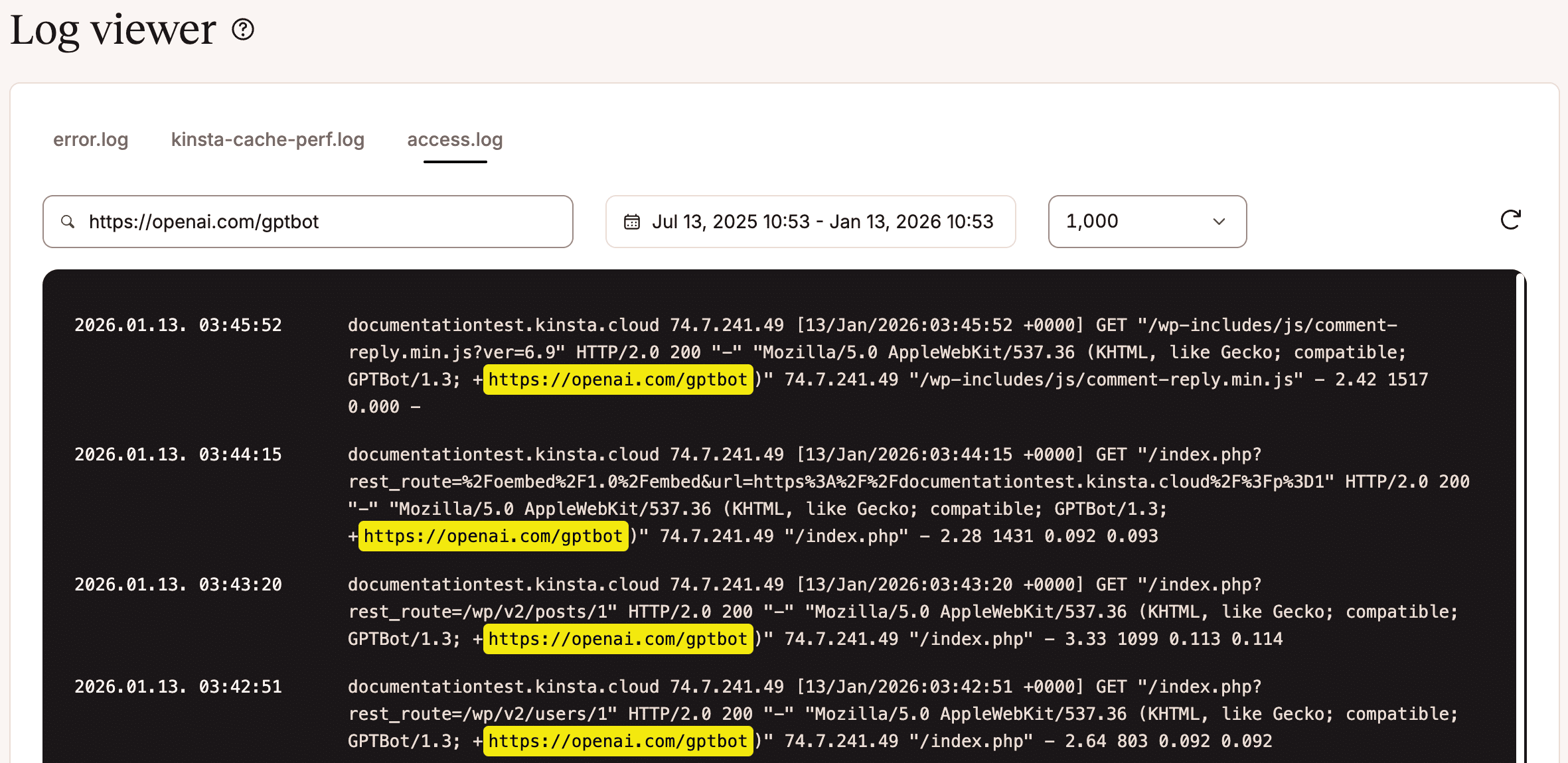 Search and filter your logs. 