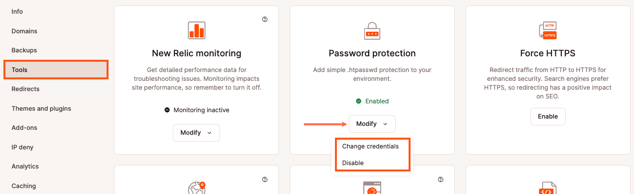 Change or disable Password protection.