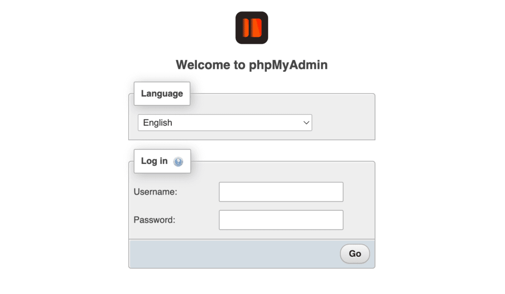 Página de login do phpMyAdmin.