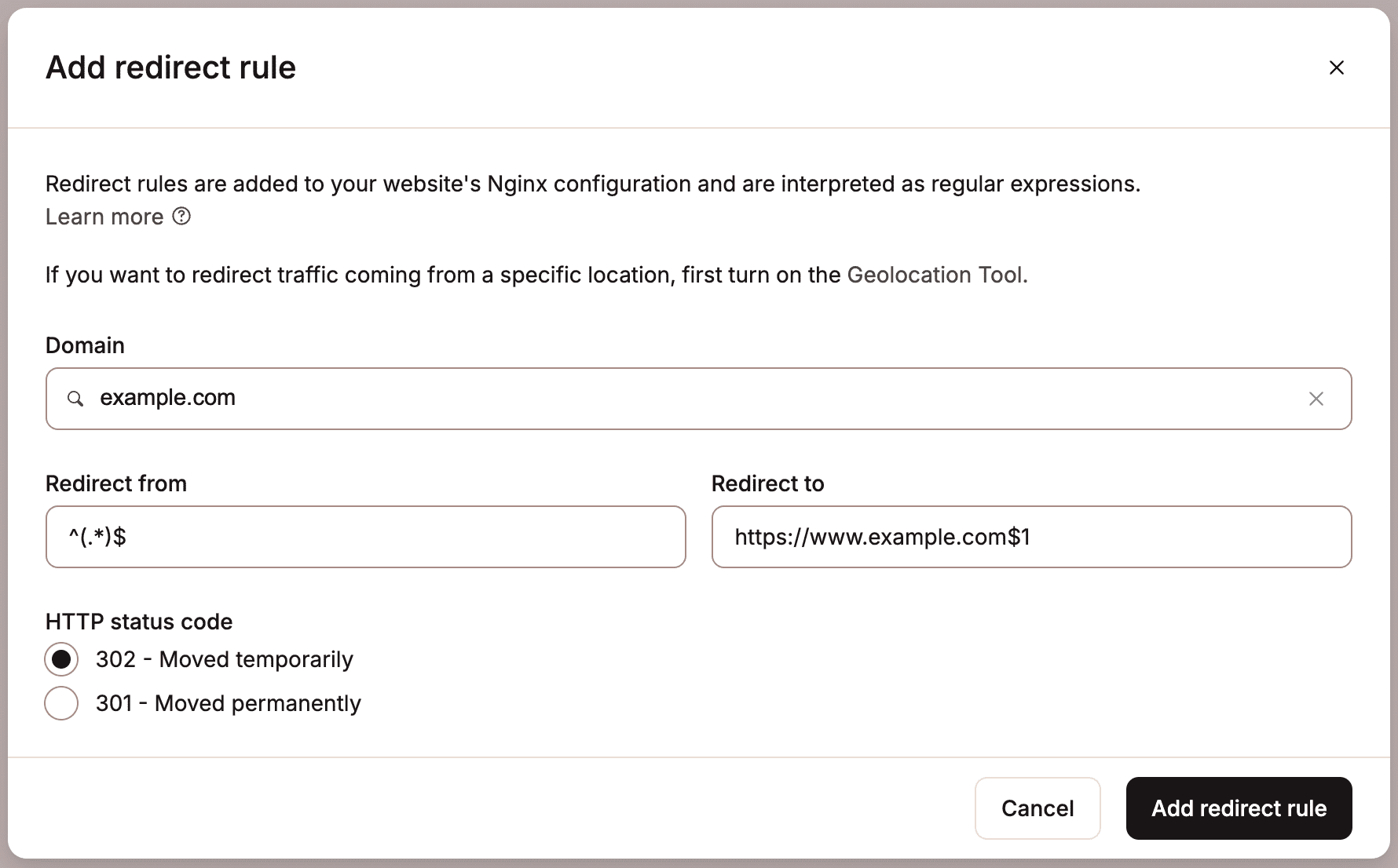 Redirect non-www traffic to www with a 301 redirect in MyKinsta.