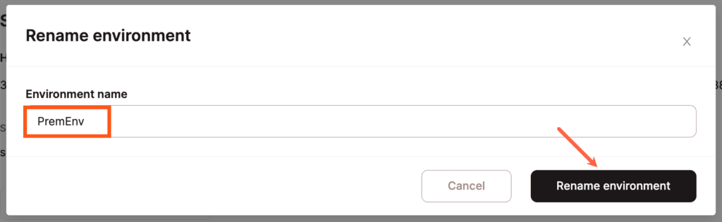 Rename Premium Environment.
