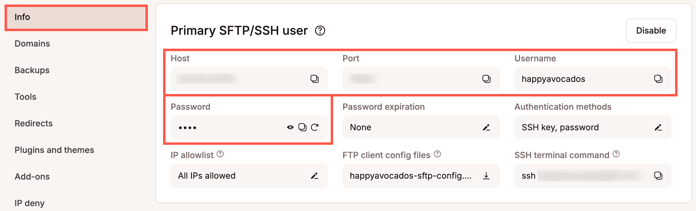 Find your SFTP details in MyKinsta.
