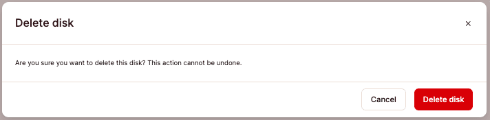 Confirm you want to delete the disk.