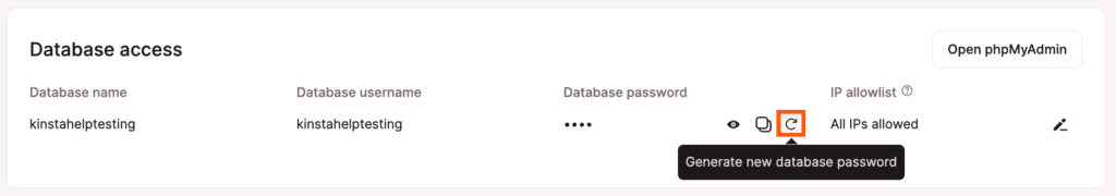 Generate a new database password for your WordPress site.