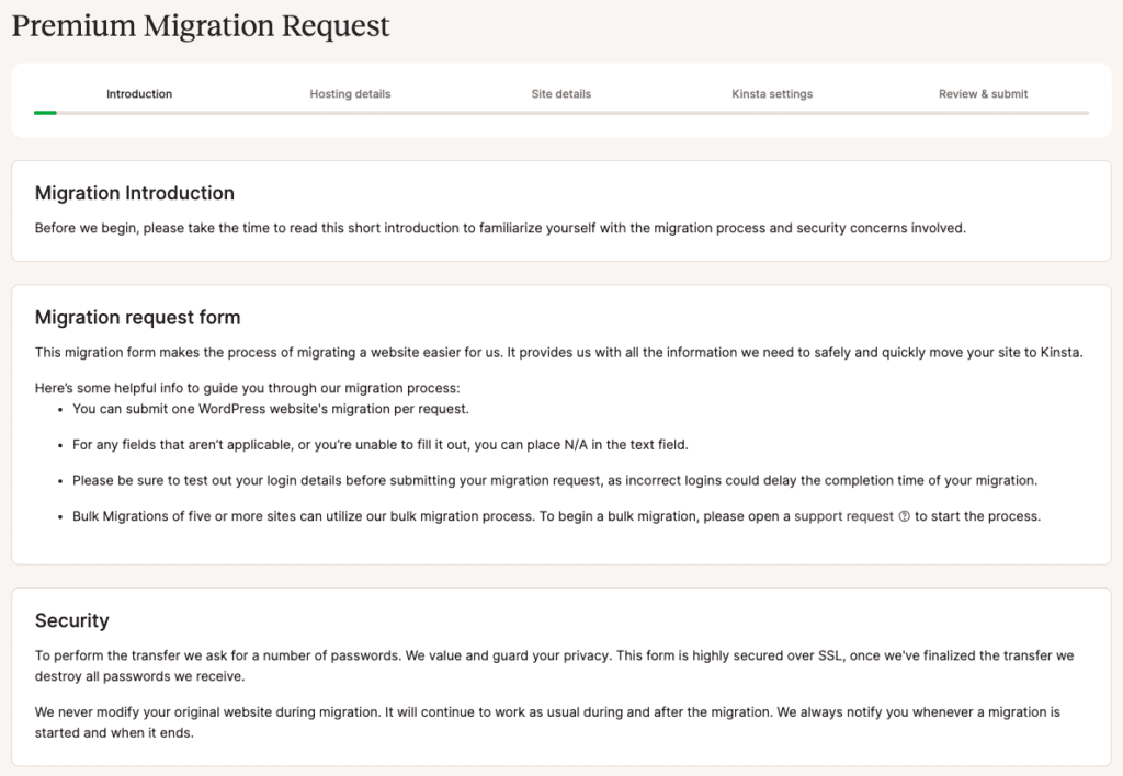 Premium migration request introduction and conditions.