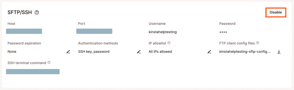 Désactiver l'accès SFTP/SSH.