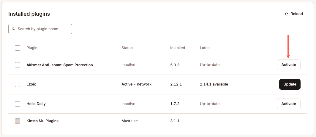 Activate a single plugin.