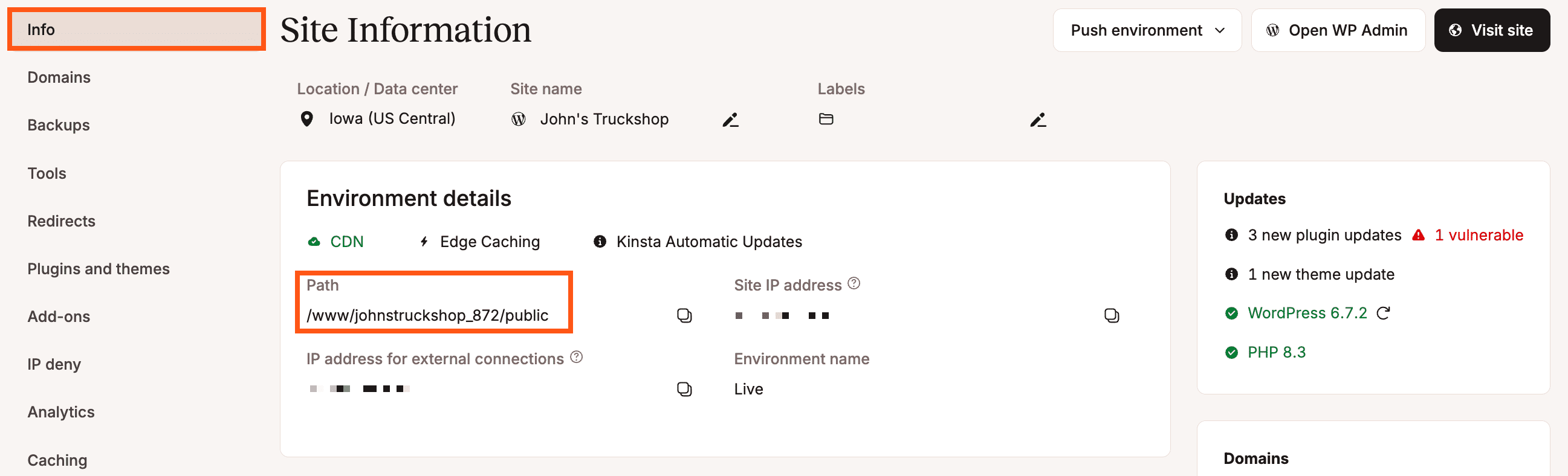 Path on your site's Info page. 