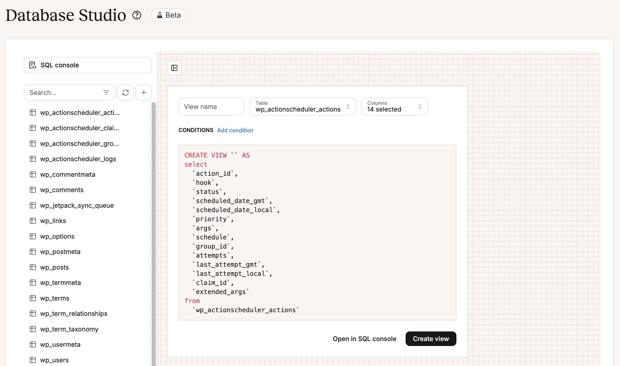 Create a new view for your database.