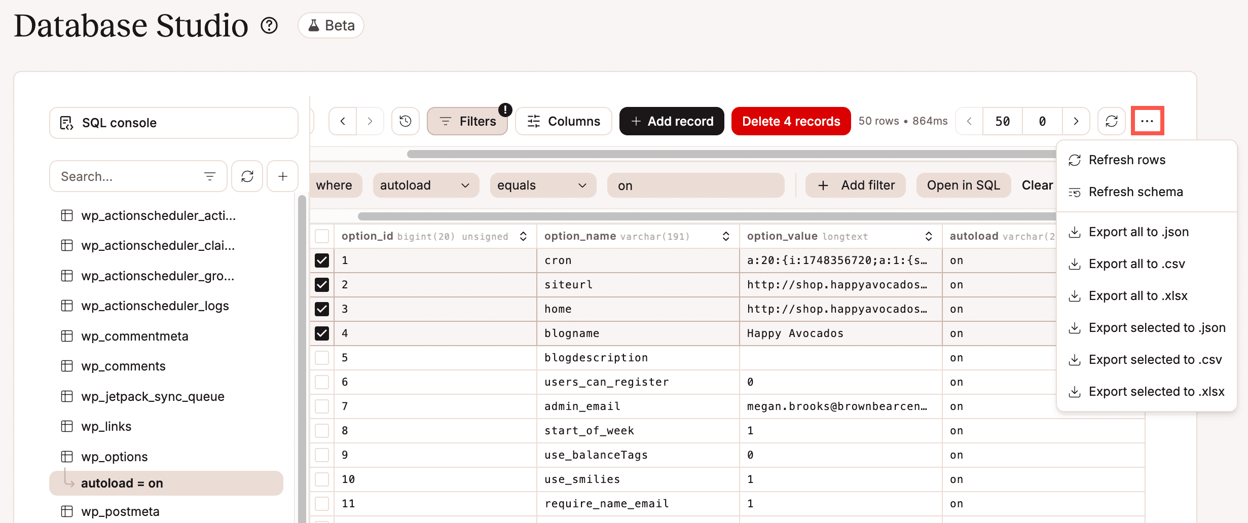 Export your database.