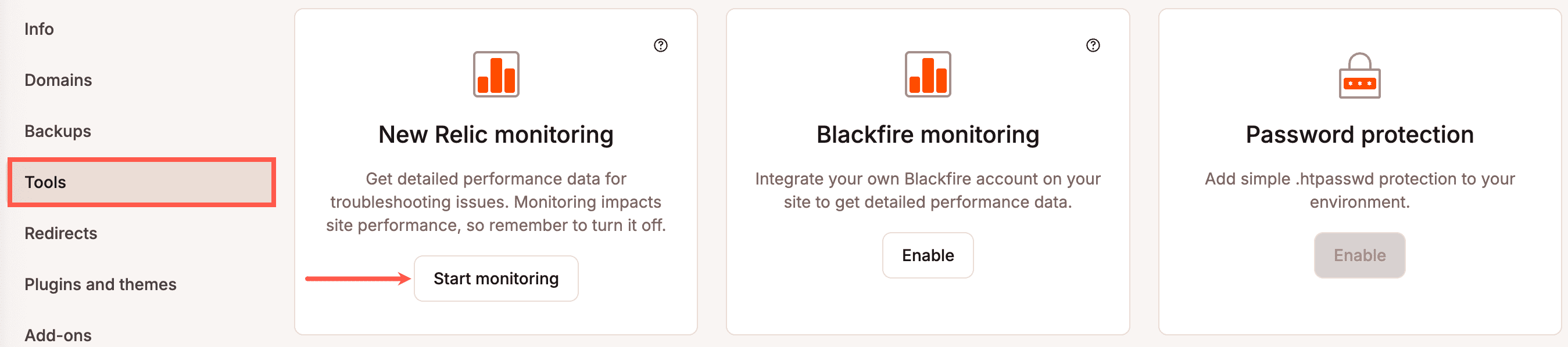 Start New Relic monitoring for WordPress in MyKinsta.