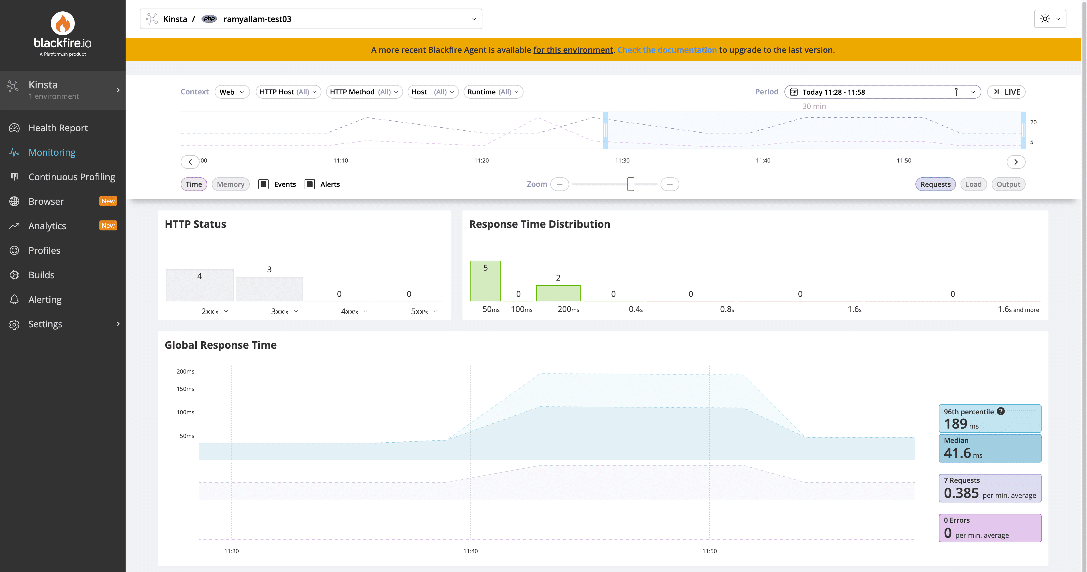 Visualiza tus datos de rendimiento en Blackfire.
